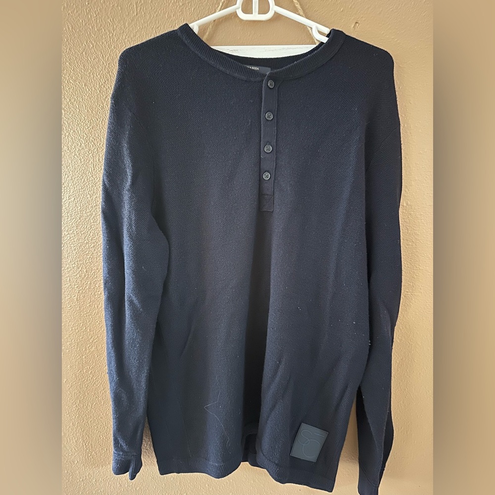 Scotch and Soda Henley Style Sweater - Navy Blue - Sz XL
